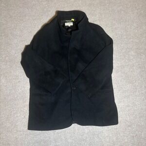 LL Bean Vintage Wool Coat Black Mock Neck Made in USA Womens 16P Petite Jacket